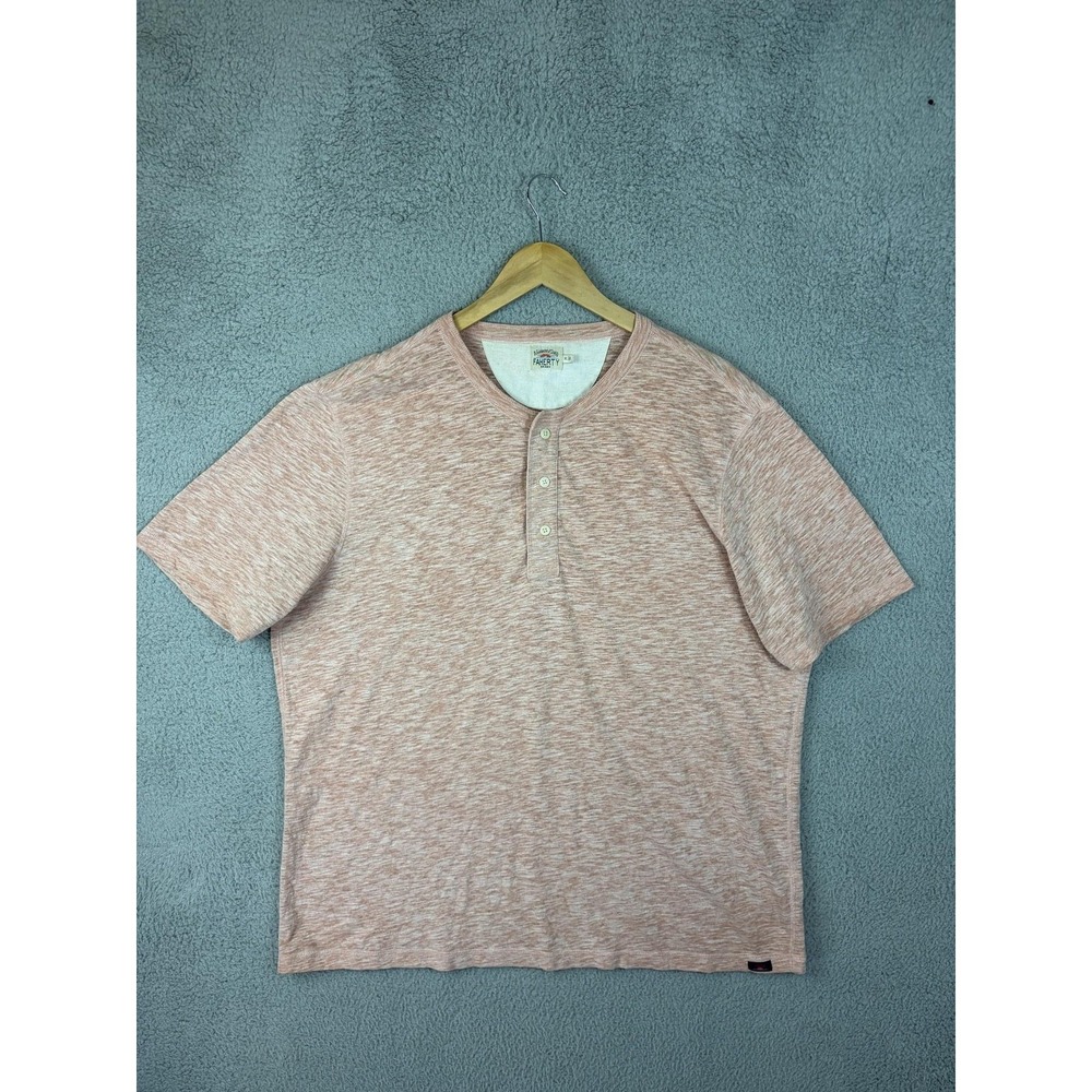 Faherty Henley Shirt Mens XL Pink Heather Short Sleeve Jersey Casual Tee Mens